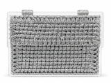 Silver Metallic Woven Acrylic Handbag with Chain Strap