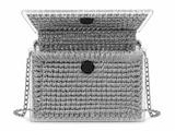 Silver Metallic Woven Acrylic Handbag with Chain Strap