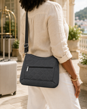 Drifter Crossover Crossbody – Charcoal Leaf Shimmer by Baggallini