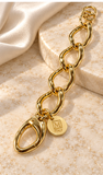 1AR by Unoaerre – Italian 18KT Gold-Plated Sculpted Oval Link Bracelet