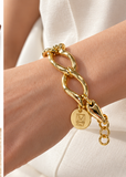 1AR by Unoaerre – Italian 18KT Gold-Plated Sculpted Oval Link Bracelet