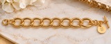 1AR by Unoaerre – Italian 18KT Gold-Plated Textured Oval Link Bracelet