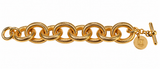 1AR by Unoaerre – Italian 18KT Gold-Plated Textured Oval Link Bracelet