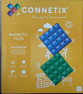 Connetix - Magnetic Tiles - Rainbow - Blue and Green Base Plate (2 pieces)