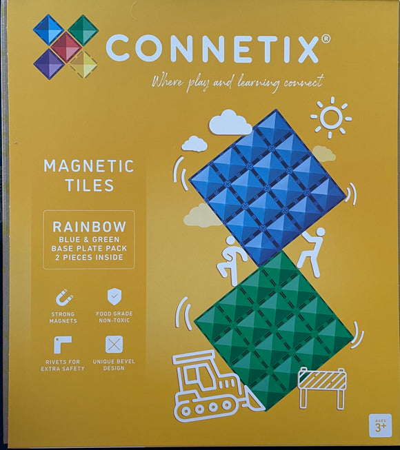 Connetix - Magnetic Tiles - Rainbow - Blue and Green Base Plate (2 pieces)