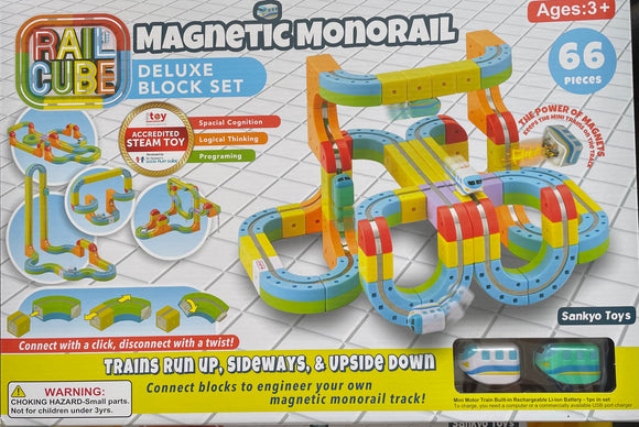Rail Cube - Magnetic Monorail - De Luxe Block Set (66 pieces)