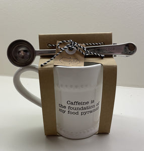 Mud Pie - Circa Mug and Coffee Scoop Set - Caffenie is the foundation of my food pyramid