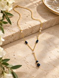 14K Yellow Gold Pearl & Black Onyx Y-Necklace