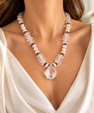 Freshwater Pearl & Clear Crystal Teardrop Necklace