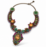 Vintage-Inspired Floral Portrait Beaded Necklace
