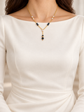 14K Yellow Gold Pearl & Black Onyx Y-Necklace