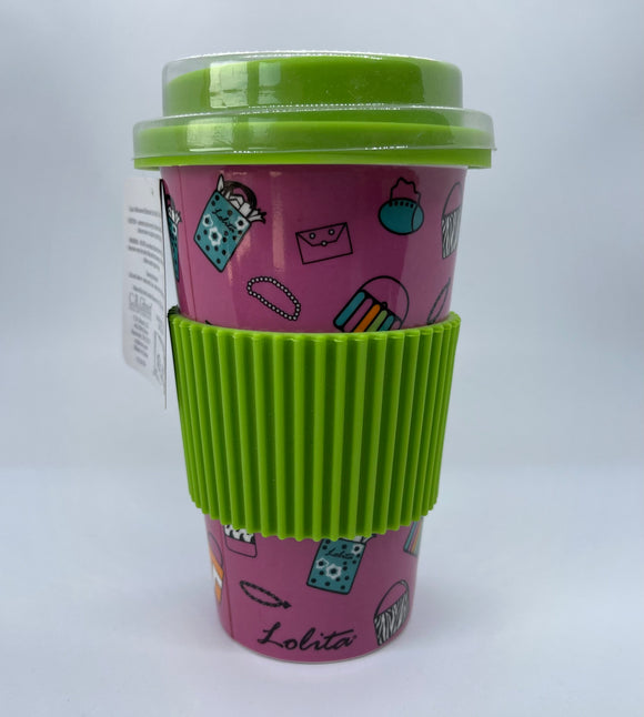 To Go Porcelain Cup - Shopping Dark Pink